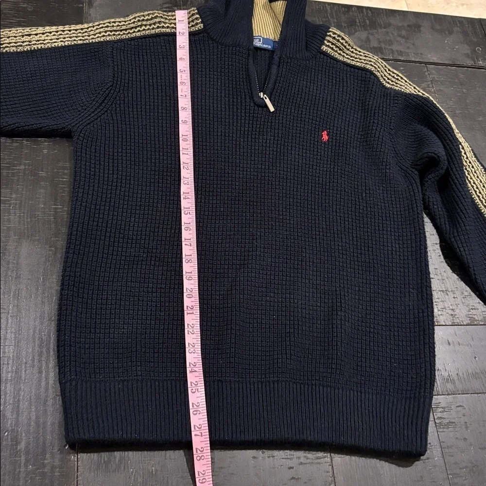 Vintage Polo Ralph Lauren Black Wool Blend 1/4 Zip Mock Neck Sweater Sz XL